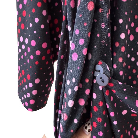 Vintage Venezia Polka Dot Print Wrap Dress Plus Size 22/24 Black Pink Y2K Office - Picture 10 of 12